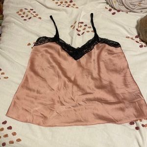pink and black lace cami
